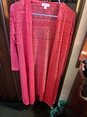 Hot Pink Crochet Duster Cardigan